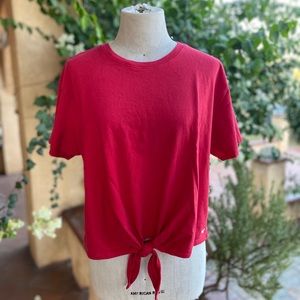 Hollister Red Tie Front Shirt LARGE